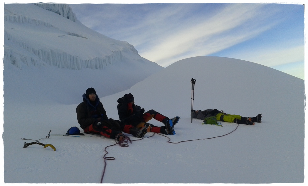 rest during ascent to Cayambe summit